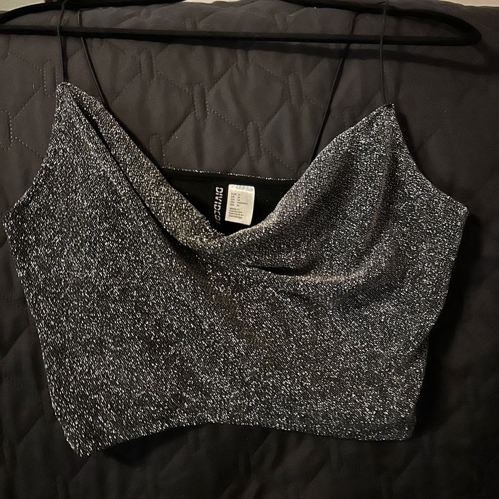 Divided Glittery Black and Silver Camisole